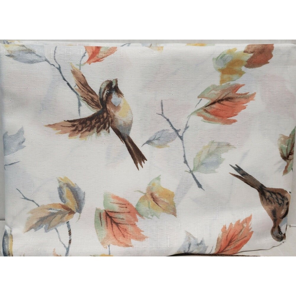 1 Printed Fabric Tablecloth, 60" Round, BIRDS & FALL LEAVES, GOLDEN AUTUMN, BM